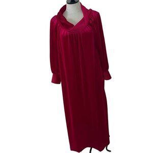 LiSANNE Vintage Womens Nightgown Size Large Dark Pink Velvet Ribbed Cowl Neck